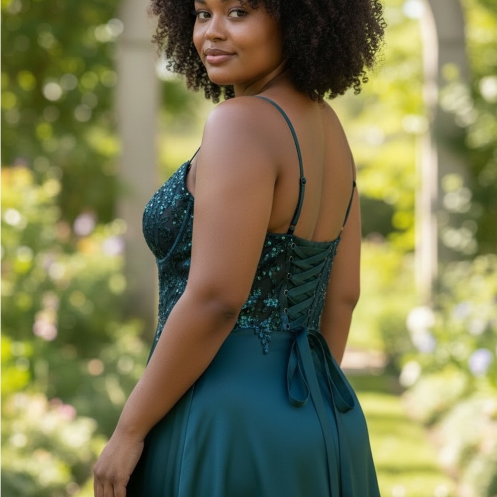 Faeriesty Emerald Green Lace Corset Mini Dress Size 6 NWT - Picture 3 of 3